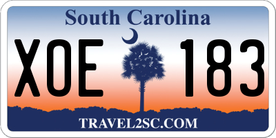 SC license plate XOE183