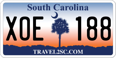 SC license plate XOE188