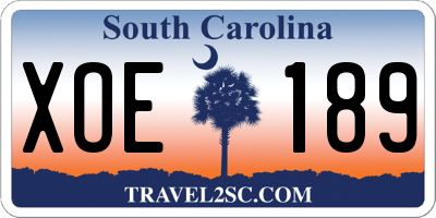 SC license plate XOE189