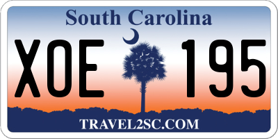 SC license plate XOE195