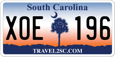 SC license plate XOE196