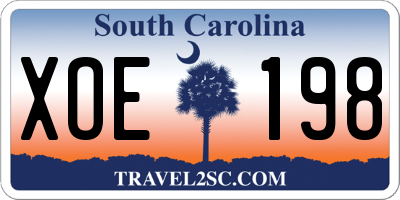 SC license plate XOE198