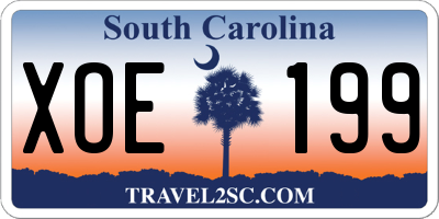 SC license plate XOE199