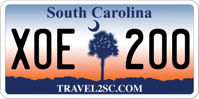 SC license plate XOE200