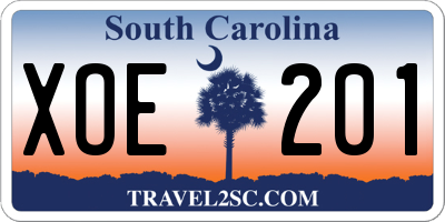 SC license plate XOE201