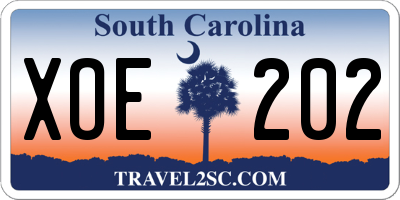 SC license plate XOE202