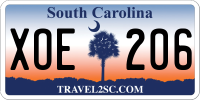 SC license plate XOE206