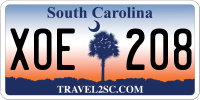 SC license plate XOE208