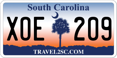 SC license plate XOE209