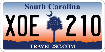 SC license plate XOE210