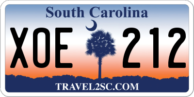 SC license plate XOE212