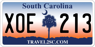 SC license plate XOE213