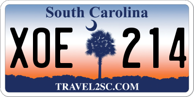 SC license plate XOE214