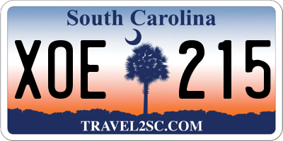 SC license plate XOE215