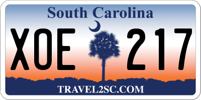 SC license plate XOE217