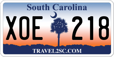 SC license plate XOE218
