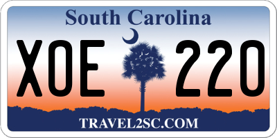 SC license plate XOE220