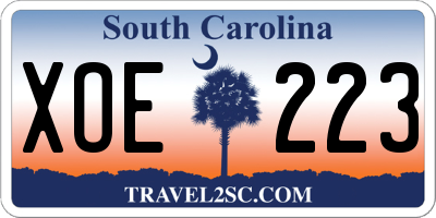 SC license plate XOE223