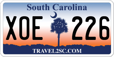 SC license plate XOE226