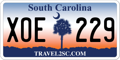 SC license plate XOE229