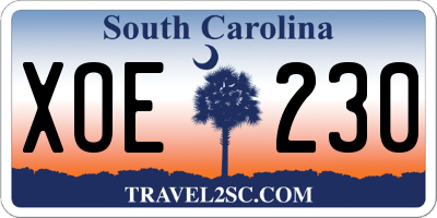 SC license plate XOE230
