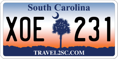 SC license plate XOE231