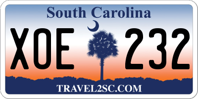 SC license plate XOE232