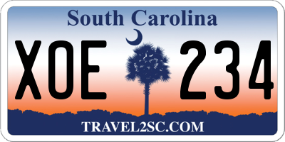 SC license plate XOE234