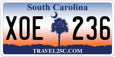 SC license plate XOE236