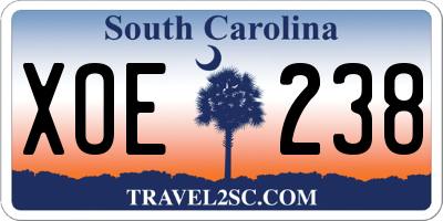 SC license plate XOE238