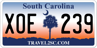 SC license plate XOE239