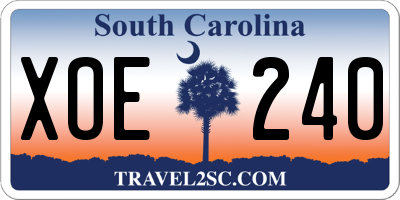 SC license plate XOE240