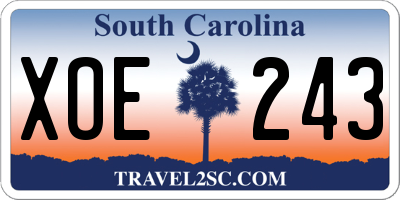 SC license plate XOE243