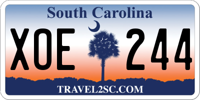 SC license plate XOE244