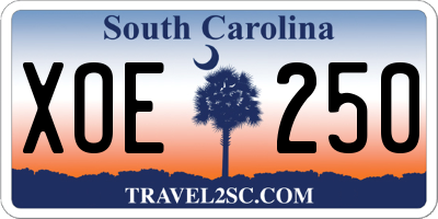 SC license plate XOE250