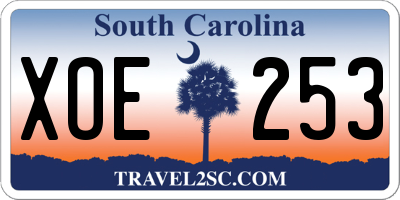 SC license plate XOE253