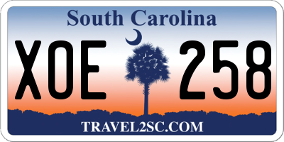 SC license plate XOE258
