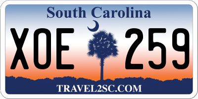 SC license plate XOE259