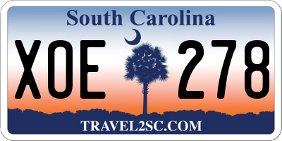 SC license plate XOE278