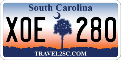 SC license plate XOE280