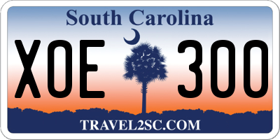 SC license plate XOE300