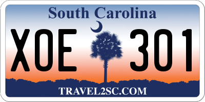 SC license plate XOE301