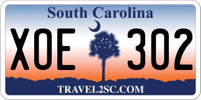 SC license plate XOE302