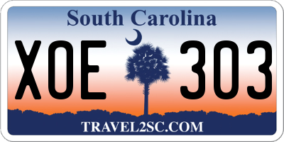 SC license plate XOE303
