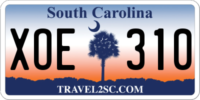 SC license plate XOE310