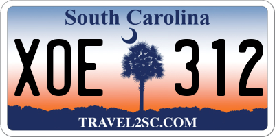 SC license plate XOE312