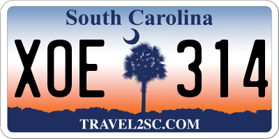 SC license plate XOE314
