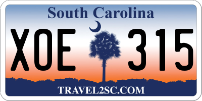 SC license plate XOE315