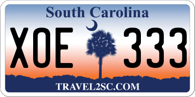 SC license plate XOE333
