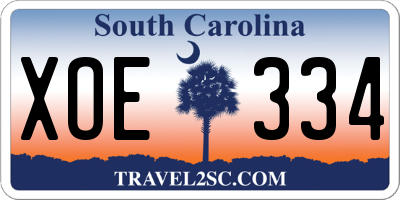 SC license plate XOE334